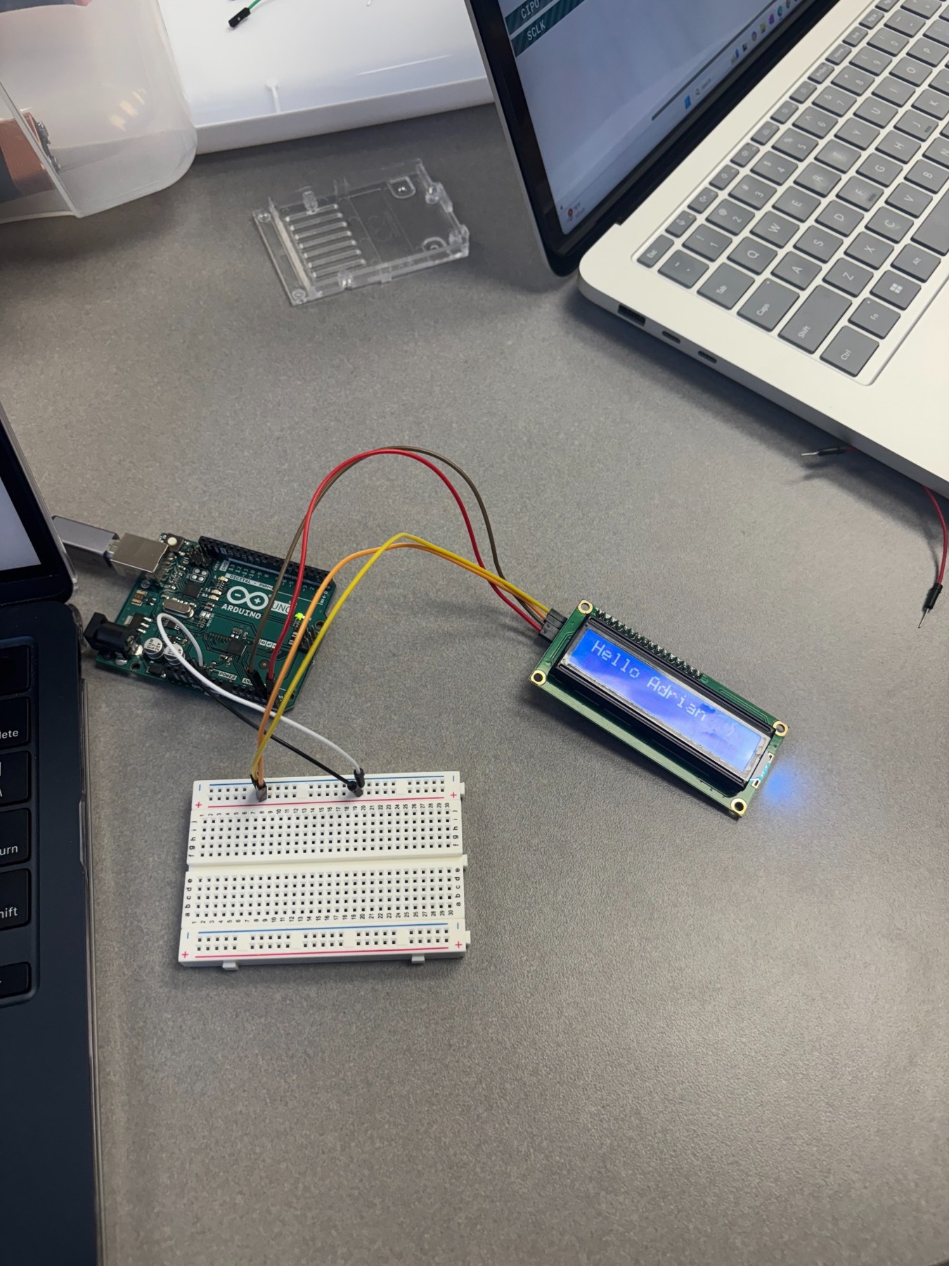 Arduino and LCD during early electronics integration.